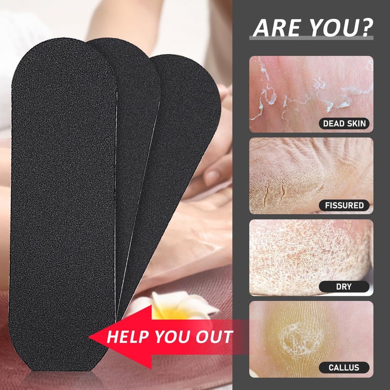 UPIQNG 60pcs Foot File Refills Pedicure Rasp Replacement Pads Self- Adhesive Coarse and Fine Sandpaper Reusable Callus Remover Tool (Black) - Image 4